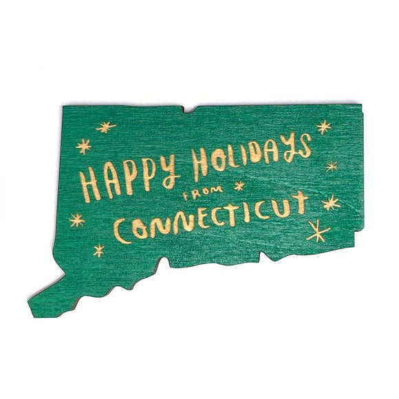 Photograph of Laser-engraved Happy Holidays from Connecticut Magnet