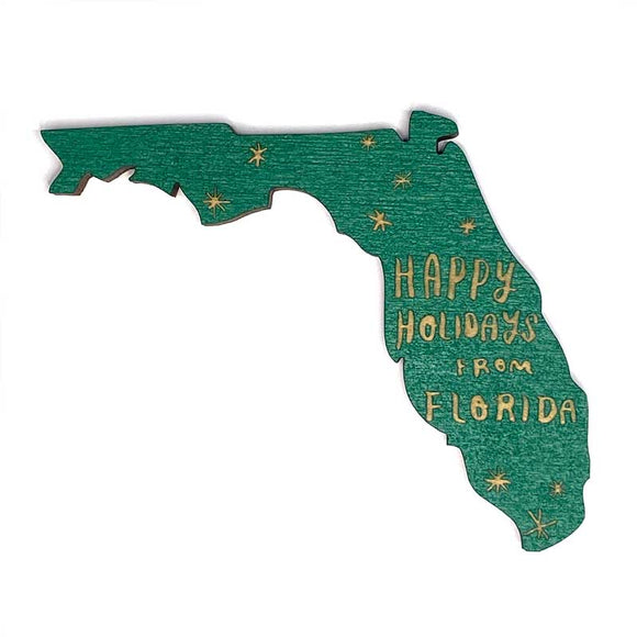 Photograph of Laser-engraved Happy Holidays from Florida Magnet