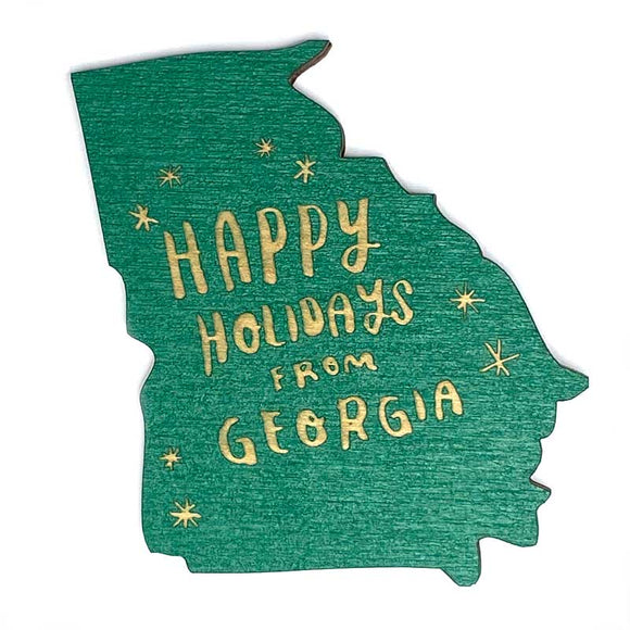 Photograph of Laser-engraved Happy Holidays from Georgia Magnet