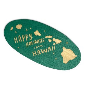 Photograph of Laser-engraved Happy Holidays from Hawaii Magnet