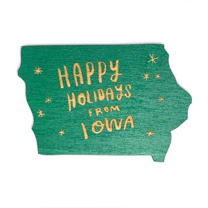 Photograph of Laser-engraved Happy Holidays from Iowa Magnet