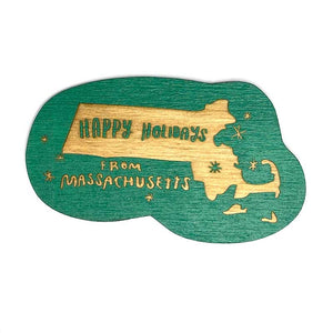 Photograph of Laser-engraved Happy Holidays from Massachusetts Magnet
