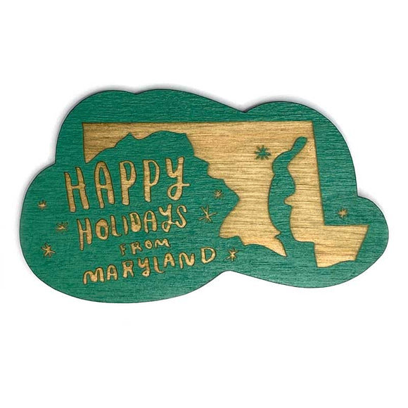Photograph of Laser-engraved Happy Holidays from Maryland Magnet