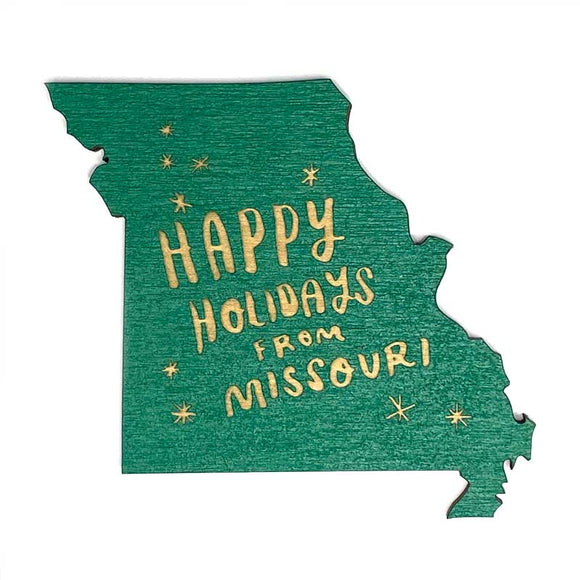 Photograph of Laser-engraved Happy Holidays from Missouri Magnet