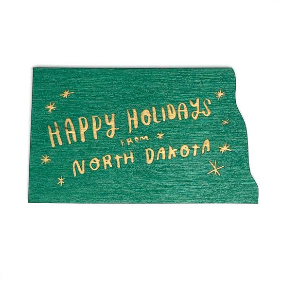 Photograph of Laser-engraved Happy Holidays from North Dakota Magnet