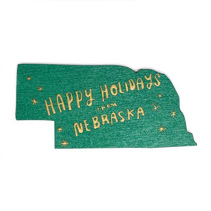 Photograph of Laser-engraved Happy Holidays from Nebraska Magnet
