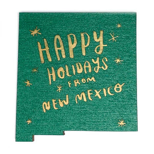 Photograph of Laser-engraved Happy Holidays from New Mexico Magnet