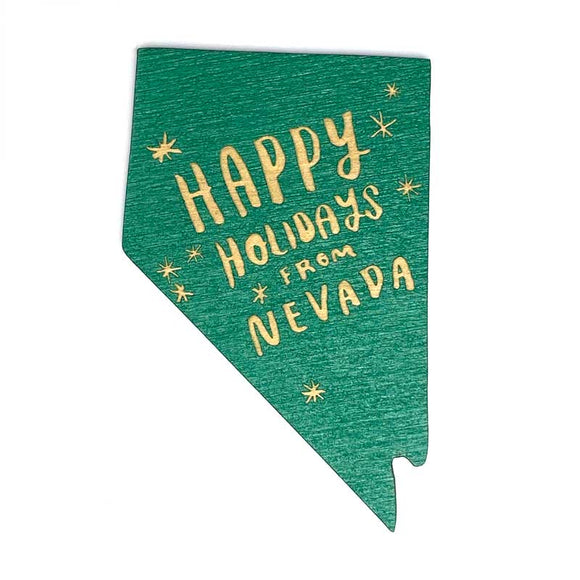 Photograph of Laser-engraved Happy Holidays from Nevada Magnet
