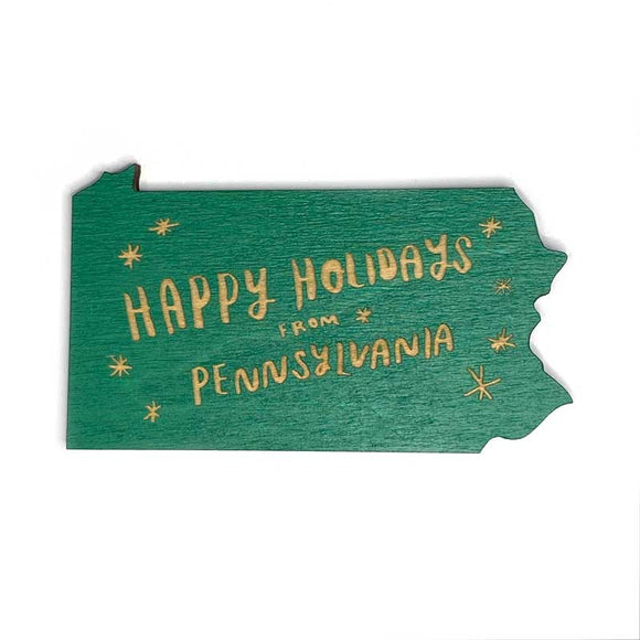 Photograph of Laser-engraved Happy Holidays from Pennsylvania Magnet