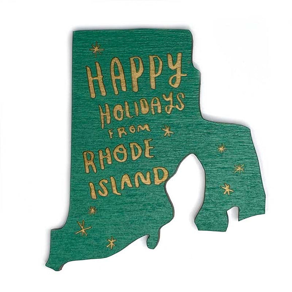 Photograph of Laser-engraved Happy Holidays from Rhode Island Magnet