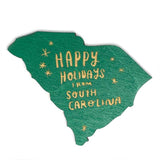 Photograph of Laser-engraved Happy Holidays from South Carolina Magnet
