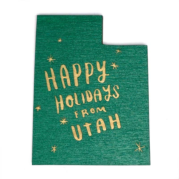 Photograph of Laser-engraved Happy Holidays from Utah Magnet