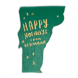 Photograph of Laser-engraved Happy Holidays from Vermont Magnet