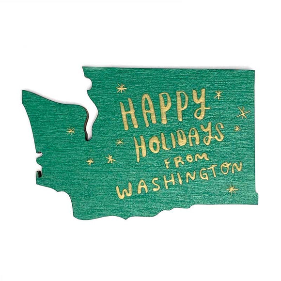 Photograph of Laser-engraved Happy Holidays from Washington Magnet