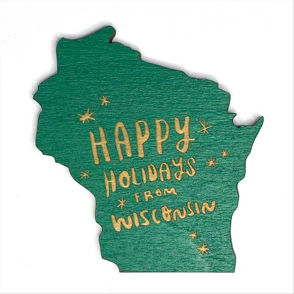 Photograph of Laser-engraved Happy Holidays from Wisconsin Magnet