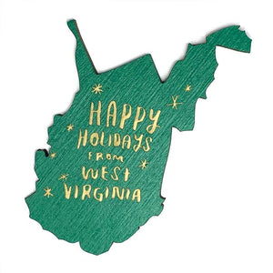 Photograph of Laser-engraved Happy Holidays from West Virginia Magnet