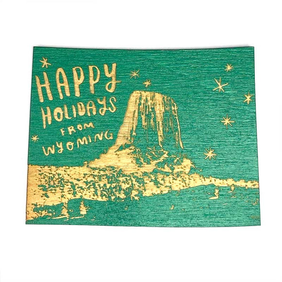 Photograph of Laser-engraved Happy Holidays from Wyoming Magnet