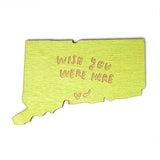 Photograph of Laser-engraved Wish You Were Here Connecticut Magnet