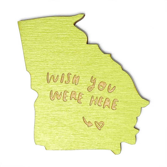 Photograph of Laser-engraved Wish You Were Here Georgia Magnet