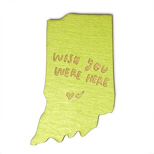Photograph of Laser-engraved Wish You Were Here Indiana Magnet