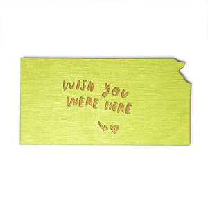 Photograph of Laser-engraved Wish You Were Here Kansas Magnet
