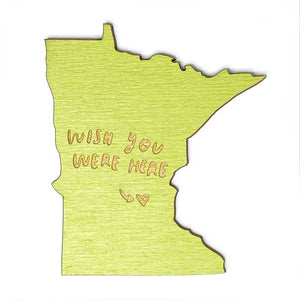 Photograph of Laser-engraved Wish You Were Here Minnesota Magnet
