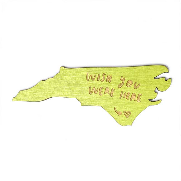 Photograph of Laser-engraved Wish You Were Here North Carolina Magnet