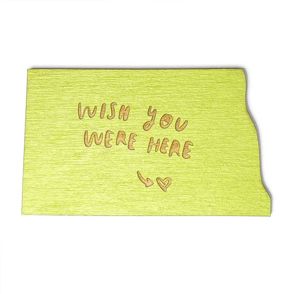 Photograph of Laser-engraved Wish You Were Here North Dakota Magnet