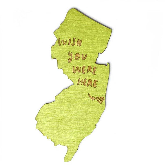 Photograph of Laser-engraved Wish You Were Here New Jersey Magnet