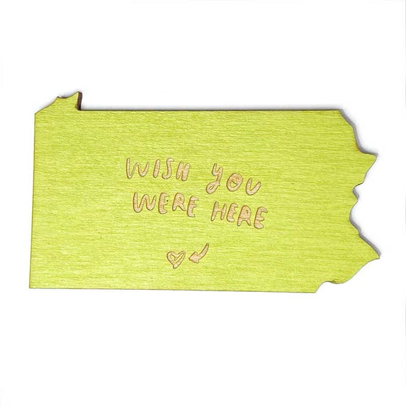 Photograph of Laser-engraved Wish You Were Here Pennsylvania Magnet