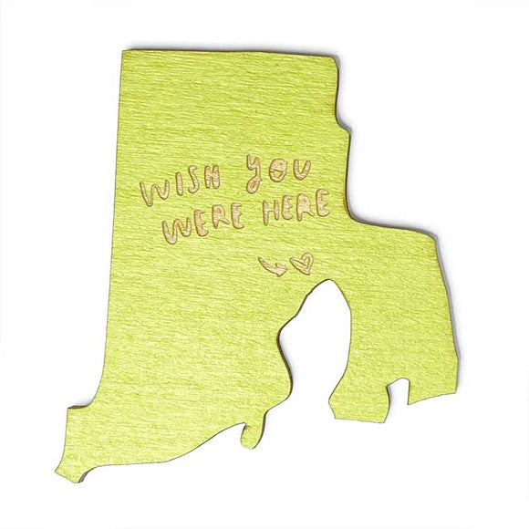 Photograph of Laser-engraved Wish You Were Here Rhode Island Magnet