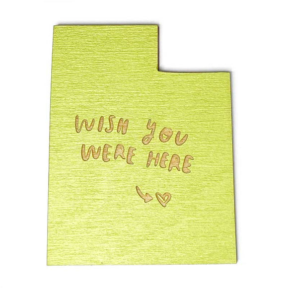 Photograph of Laser-engraved Wish You Were Here Utah Magnet