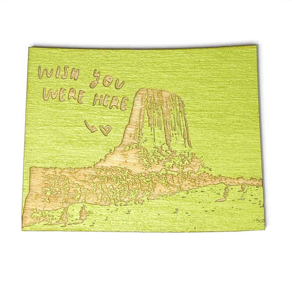 Photograph of Laser-engraved Wish You Were Here Wyoming Magnet