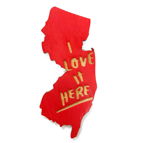 Photograph of Laser-engraved I Love It Here New Jersey Magnet