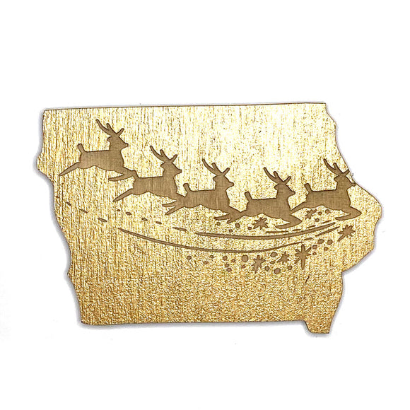 Photograph of Laser-engraved Iowa Reindeer Magnet