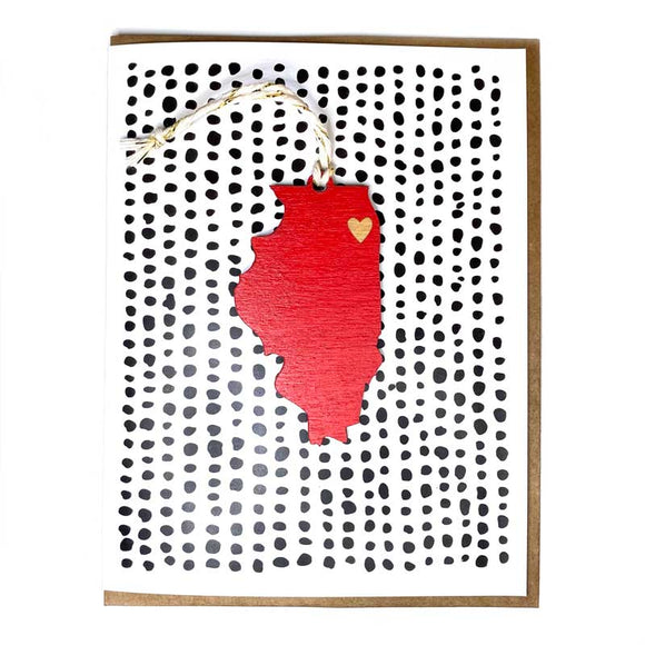 Photograph of Laser-engraved Illinois Heart Ornament with Card