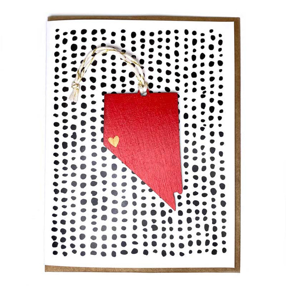 Photograph of Laser-engraved Nevada Heart Ornament with Card
