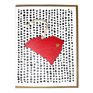Photograph of Laser-engraved South Carolina Heart Ornament with Card