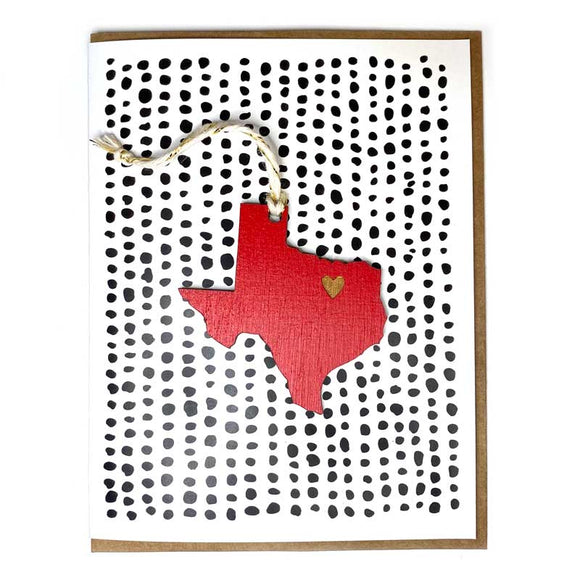 Photograph of Laser-engraved Texas Heart Ornament with Card