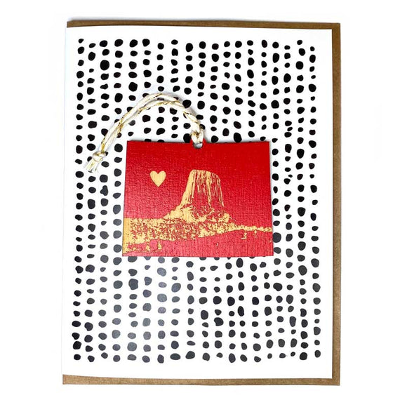 Photograph of Laser-engraved Wyoming Heart Ornament with Card