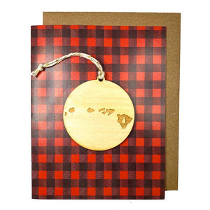 Photograph of Laser-engraved Hawaii Tree Ornament with Card