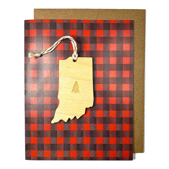 Photograph of Laser-engraved Indiana Tree Ornament with Card