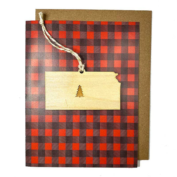 Photograph of Laser-engraved Kansas Tree Ornament with Card