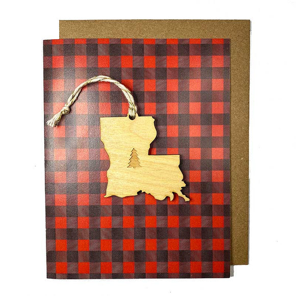 Photograph of Laser-engraved Louisiana Tree Ornament with Card