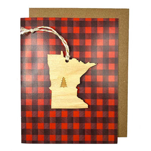 Photograph of Laser-engraved Minnesota Tree Ornament with Card