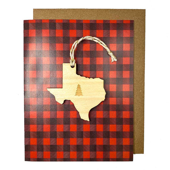 Photograph of Laser-engraved Texas Tree Ornament with Card