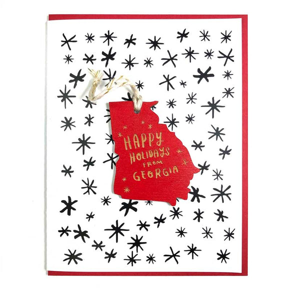 Photograph of Laser-engraved Happy Holidays from Georgia Ornament with Card