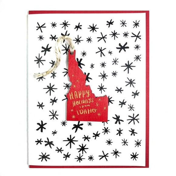Photograph of Laser-engraved Happy Holidays from Idaho Ornament with Card