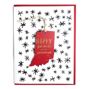 Photograph of Laser-engraved Happy Holidays from Indiana Ornament with Card