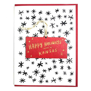 Photograph of Laser-engraved Happy Holidays from Kansas Ornament with Card